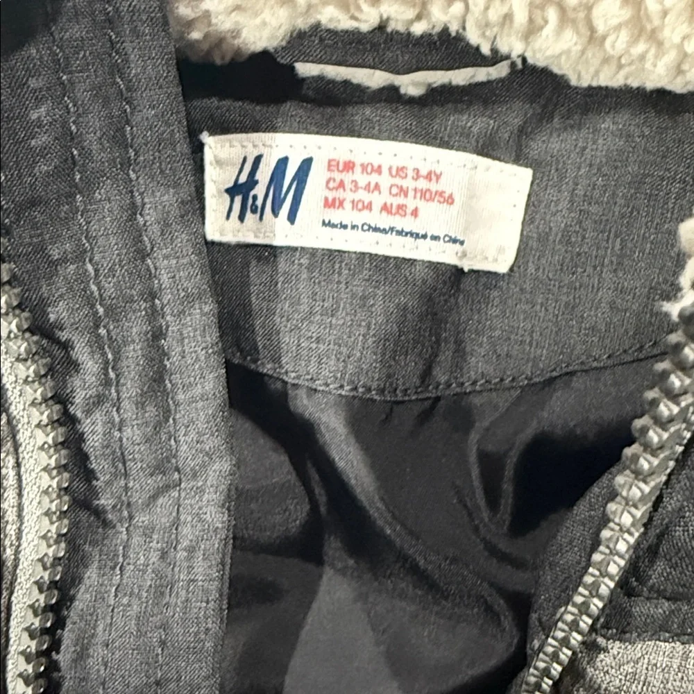 H&M Charcoal Gray Puffer Vest with Detachable Hood